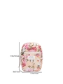 Blumige gesteppte Kosmetiktasche in Beige mit rosa Blumen und Rautenmuster-Steppung - Klein / Cappuccino (Rosa mit roten Blumen)