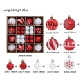 Red and white Christmas ball ornament set with painted glitter patterns in a gift box - Red & White
