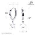 Especificaciones detalladas de tamaño y peso de los pendientes de estrella en plata de ley S925 - Plateado