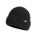 Dark grey knitted beanie for men with OK patch and ribbed texture for winter warmth - Single Hat / Black