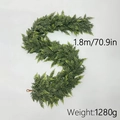 Macro detail of 1.8m green Norfolk artificial pine garland with realistic needle texture - 1.8m 140 Tips 1280g