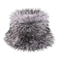 Detail of plush faux fox fur texture on the gradient purple winter bucket hat - M (56-58cm) / Light Purple With Black Tips
