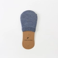 Light blue knitted cotton blend half-toe liner socks on brown foot-shaped cardboard - One Size / Blue