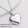 Silver stainless steel heart locket necklace with Love engraving and dainty cross chain - Steel Large Love (29*29mm)