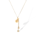 Detailed view of gold-plated money bag pendant with coin charms on titanium steel chain - Money Bag $ Symbol Style