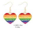 Rainbow heart drop earrings featuring Love Wins engraving with gold metal hooks - Rainbow Heart Love Wins