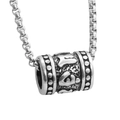 Hiphop style silver stainless steel cylinder pendant necklace with box chain - Lucky Bead + Titanium Steel Chain