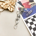 Vintage silver skeleton charm in a dancing pose for DIY jewelry and necklaces - 1Pc Skeleton 12x42mm
