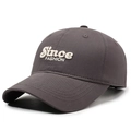 Dark grey cotton baseball cap with ivory embroidered Since FASHION lettering - Adjustable / Gray