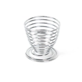 Silver stainless steel spring egg holder with stable round base and spiral design - Egg Holder / Silver