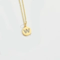 Minimalist gold plated necklace with a sparkling cubic zirconia letter W pendant - Letter W