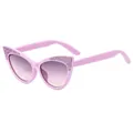 Pink cat-eye kids sunglasses with purple glitter frames and gradient lenses - Purple Frame Grey Pink Lens
