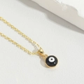 Goldene Evil Eye Halskette mit schwarz-weißem Emaille-Anhänger und feiner Gliederkette - Schwarz