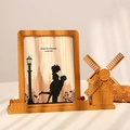 Creative ferris wheel photo frame with wood grain texture and windmill desktop decor - Windmill Style / 7 Inch Standard / Dark Brown Wood Grain