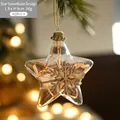 Star-shaped glass Christmas ornament with dry grass filling and wood snowflake - 9CM Five-Pointed Star Snowflake Style