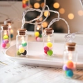 LED wishing bottle fairy lights with colorful wool balls and warm white light - Colorful Pom Pom Style / 1.5M 10-LED (2-AA Battery Box)