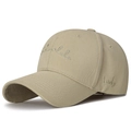 Khaki cotton baseball cap with cursive timelele embroidery and Lucky side detail - Adjustable / Deep Beige
