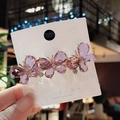 Handheld crystal butterfly hair clip in lavender purple and rose gold finish - Butterfly Purple Spring Clip