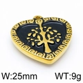 Detail of golden heart pendant with tree of life design and 25mm width measurement - Gold Tree Style 4 (KLJ4965-Z)