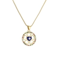 Goldene Herzkette mit blauem bösem Blick und bunten Zirkonia auf einer Box-Kette - Blau