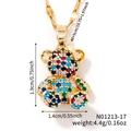 Gold finish teddy bear pendant necklace with multi-color cubic zirconia 1.9cm charm - Gold/Multicolor Zirconia