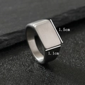 Mens matte brushed stainless steel geometric signet ring with 1.5cm by 1.1cm rectangular face - US 9 / 11mm Matte Rectangle / Steel