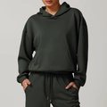 Women's deep forest green hooded sports tracksuit featuring oversized hoodie and joggers - S / Moss Grey