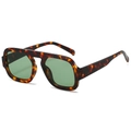Classic tortoise shell frame aviator sunglasses with dark green lenses in a square style - Leopard Frame Dark Green Lens