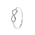 Bague infini en argent avec cristaux pavés et texture corde torsadée sur fond blanc - Argent Brillant
