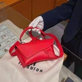 Chic red asymmetrical structured waist bag in smooth leather with wide strap - Red