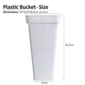 Large white plastic floral bucket for flower shops, size 14x22.5x42.5cm, simple design - White Plastic Bucket (Large)