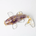 Handmade koi fish resin ornament with purple natural crystals and sparkling gold flakes - Lavender