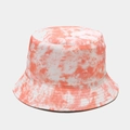 Summer reversible bucket hat featuring vibrant orange and white tie-dye cotton canvas - M (56-58cm) / Orange Red White Tie-dye (11#)
