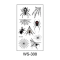 3D realistic spider and cobweb temporary tattoo sheet with WS-308 biohazard design - Style WS-308