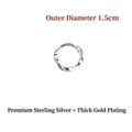 Minimalist S999 sterling silver Mobius hoop earrings with 1.5cm outer diameter - 15mm Single / White Gold