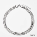 Collana a catena cubana d'argento minimalista in acciaio inossidabile con estensione - Collana a Catena Cubana Argento (PDD737)