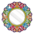 Mandala style DIY diamond painting mirror with colorful geometric border and rhinestones - JZ-03 Mandala Floral / Single-sided (No Stand)