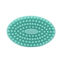 Double-sided silicone bath brush with long handle in mint green for back massage - Flat Head Handheld Style / Green