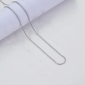Minimalist silver stainless steel ball chain necklace on marble display stand - 1.5mm Rice Bead Chain / 40+5CM Extension Chain / Steel