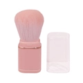 Pink retractable makeup brush with rose gold ring and clear cap for powder and blush - Retractable with Lid / Pink