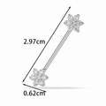 Silver G23 titanium barbell piercing with zircon flower ends in 2.97cm length - Simple Flower (T2548-7#) / Silver