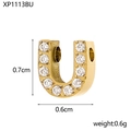 Golden micro-paved zircon U-letter pendant with detailed dimensions and weight - Drilled And Diamond-set Letter U (hole Inner Diameter 0.2cm)