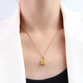 Minimalist 18k gold plated stainless steel padlock pendant necklace for women - Style B - Flat Lock / Gold
