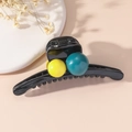 Grande molletta per capelli nera minimalista con sfere colorate su uno sfondo estetico - Verde Giallo