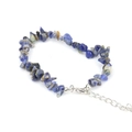 Adjustable natural blue sodalite stone chip bracelet with silver lobster clasp and chain - Lapis Lazuli
