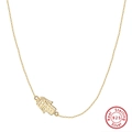 925 sterling silver gold-plated Hamsa Hand pendant necklace on white background - BQN03-Hamsa Hand / Gold
