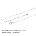 S925 sterling silver twist leaf chain necklace 3mm width and lobster clasp - Twisted Sheet Chain