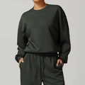 Dark forest green crewneck sweatshirt and matching drawstring joggers casual lounge set - S / Moss Grey