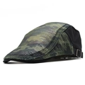 Detail of breathable camouflage mesh cap with adjustable silver metal buckle side view - 56-59cm / Black