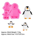 Roze siliconen pinguïnvorm voor DIY chocolade fondant en handgemaakte gipsfiguren - 3#B586 Pinguïn Set / Roze